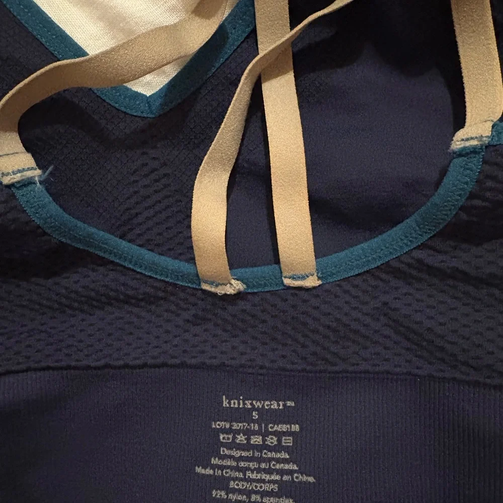 knix Navy Bralette with Teal Trim and Tan Straps - Picture 3 of 3
